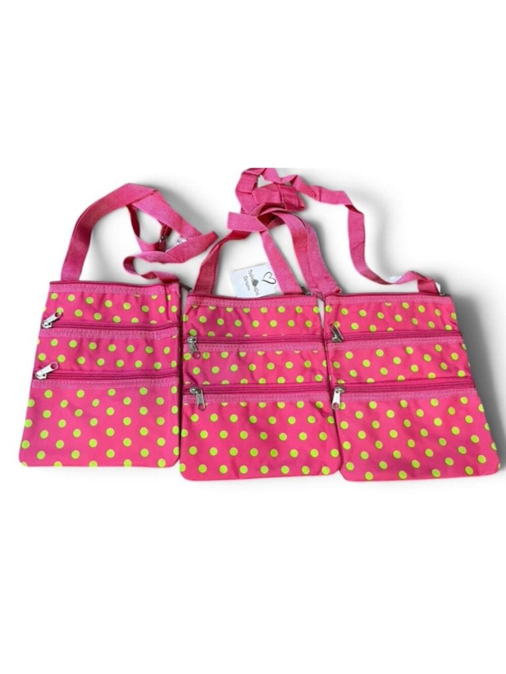 Lot of 3 Pink Polka Dot  Crossbody Bags Cell Phone Purse Shoulder Bag NWT